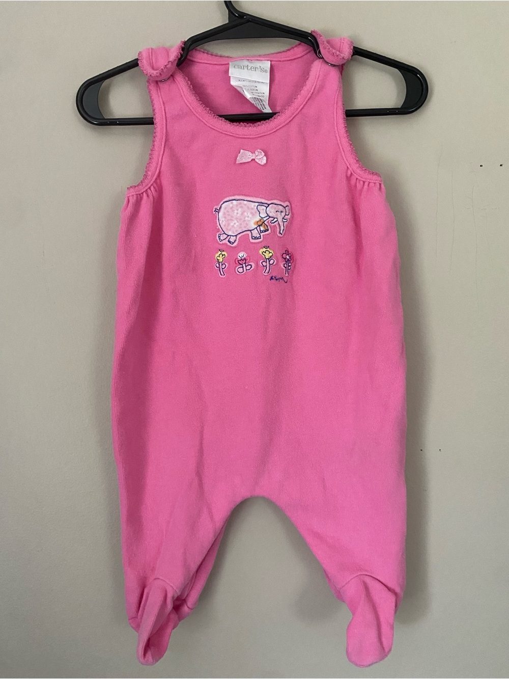 Vintage Carter’s 100% Cotton Pink Elephant Footed Romper